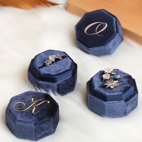 Velvet Ring Box, Personalized Ring Box, Engagement Ring Box, Jewelry Ring Box, Jewelry Boxes, Wedding Gift, Wedding Ring Box, Gift For Her