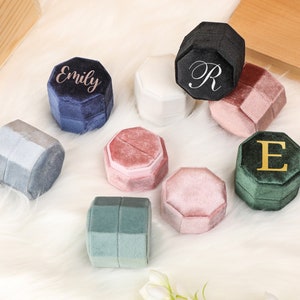 Gepersonaliseerde Ring Box, Velvet Ring Box, Verlovingsring Box, Sieraden Ring Box, Sieraden Boxen, Huwelijkscadeau, Trouwring Box, Cadeau voor haar