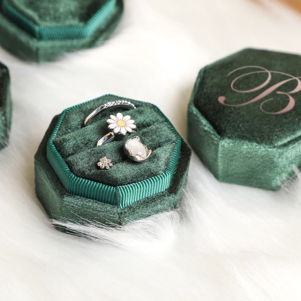 Personalized Ring Box, Velvet Ring Box, Engagement Ring Box, Jewelry Ring Box, Jewelry Boxes, Wedding Gift, Wedding Ring Box, Gift For Her