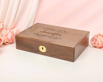 Caja de joyería de personalización, regalo del Día de las Madres, caja de joyería grande, caja de joyería vintage, regalo para las mujeres ella, caja de joyería personalizada, regalo de boda