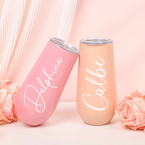Personalized Made Tumbler, Bridesmaid Tumbler, Bachelorette Party, Wedding Party Water Glass Gifts, Unique Champagne Tumbler, Beach Cup