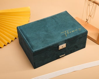 Caja de joyería personalizada, caja de joyería, caja de dama de honor, caja de almacenamiento de anillo de collar, organizador de joyas, monograma de boda, soporte de joyería