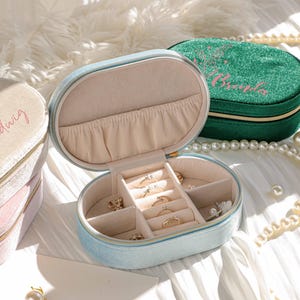 Personalised Jewellery Case, Bridesmaid Gifts, Gift for Her, Organizer Box Storage, Travel Jewelry Case, Birthday Gift, Velvet Jewelry Case