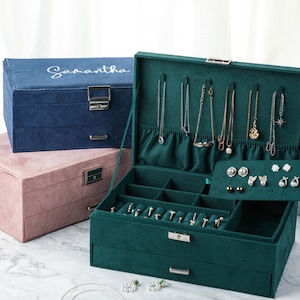 Personalized Jewelry Box, Travel Jewelry Case, Bridesmaid Box,Necklace Ring Storage Box, Jewelry Organizer, Wedding Monogram, Jewelry Holder