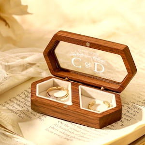Personalized Wood Ring Box,  Ring Box Proposal, Wedding Proposal, Double Ring Bearer Box, Wedding Wooden Ring Box, Wedding Ceremony