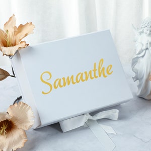 Personalized Bridesmaid Gift Set, Custom Anniversary Gift Box, Wedding Gift Box, White Will you be my Bridesmaid Proposal Gift Box image 8