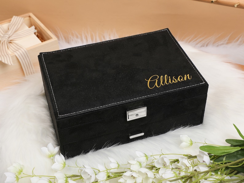 Personalized Jewelry Box, Travel Jewelry Case, Bridesmaid Box,Necklace Ring Storage Box, Jewelry Organizer, Wedding Monogram, Jewelry Holder image 10