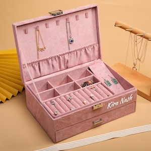 Personalized Jewelry Box, Travel Jewelry Case, Bridesmaid Box,Necklace Ring Storage Box, Jewelry Organizer, Wedding Monogram, Jewelry Holder