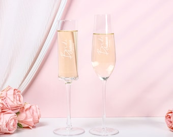Personalized Champagne Flutes, Wedding Champagne Flutes, Champagne Glasses, Engraved Wedding Toasting Glasses for Bride and Groom