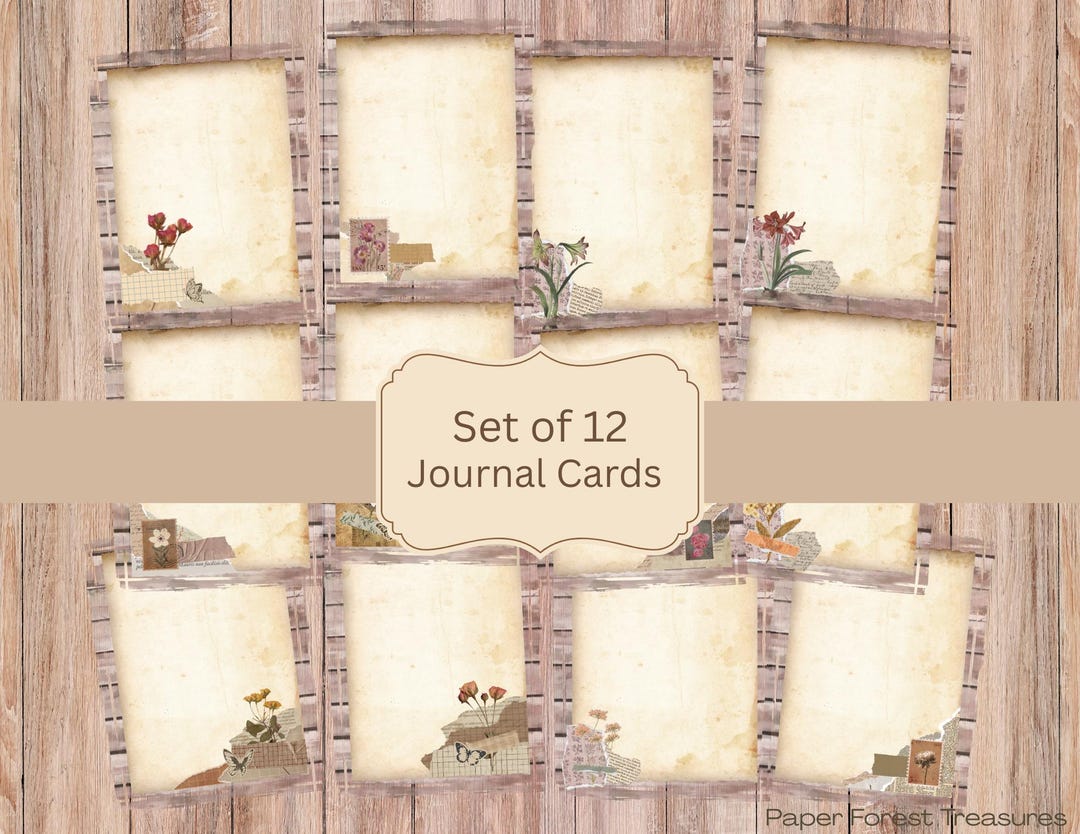 Vintage Journal Cards • 3 Page Printable Junk Journal Kit • 12 Blank ...
