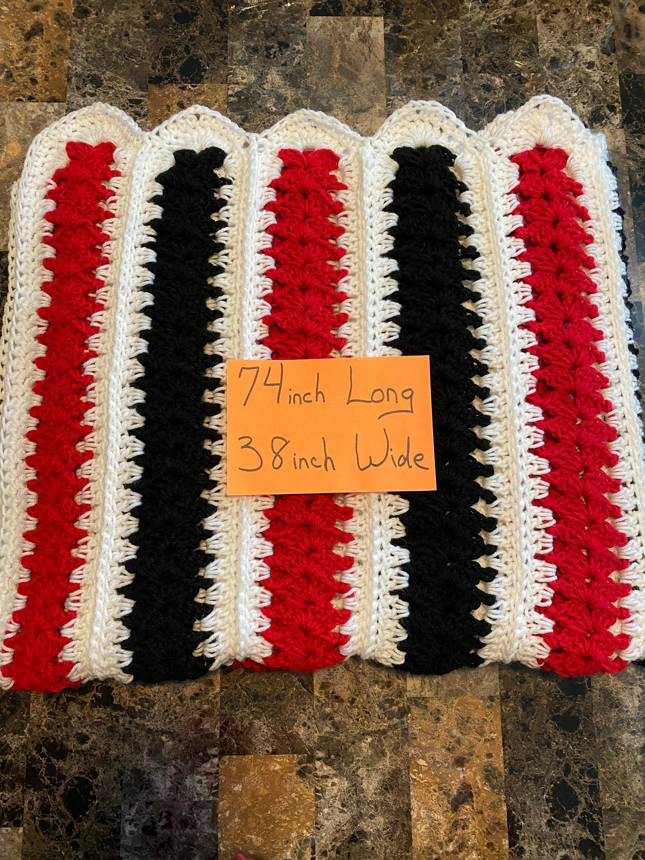 Red black and white crochet blanket hotsell