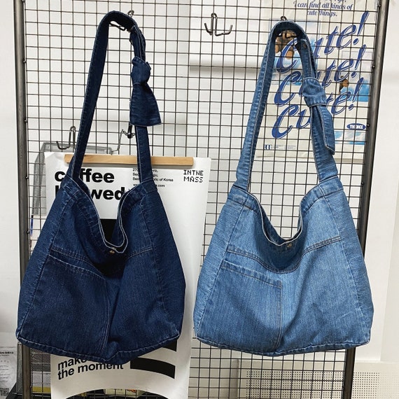 Denim Tote Bag-denim Shoulder Bag-denim Crossbody - Etsy