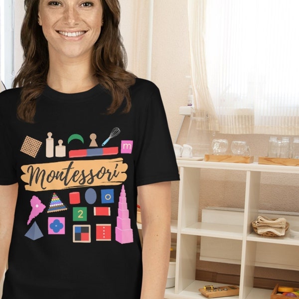 Montessori materialen T-shirt | Perfect cadeau, cadeau voor Montessori-leraar of Montessori-moeder | Terug naar school | Ik hou van Montessori