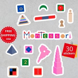 Montessori materials sticker pack | Pink tower Planner stickers set | Gift present for Montessori teacher, Montessori student|bundle sticker