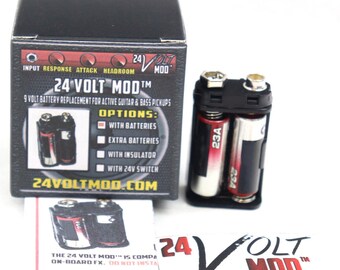 24 Volt Mod ™ The Original For EMG & Active Guitar / Bass Pickups 9 Volt Battery Replacement Pack