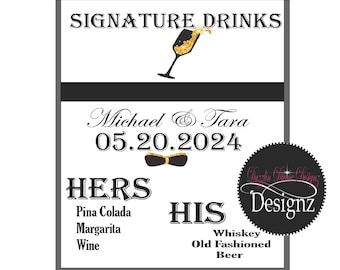 Signature Drink Sign, Bar Menu Template,  Printable Bar Menu, Wedding Drink Menu Sign