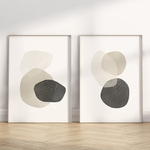 Set of Two Wall Art, Neutral Wall Art, Abstract Art, Boho Wall Art, Minimal Wall Art Set