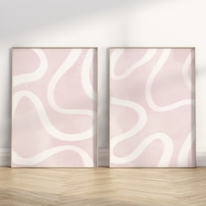 Set of Two Wall Art, Blush Pink Wall Art, Abstract Print, Mauve Wall Art
