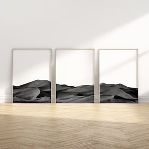 Set of 3 Black and White Monochrome Sand Dunes Wall Art