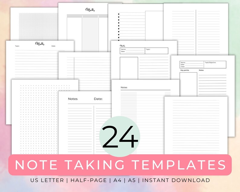 Note Taking Templates Printable | Printable Notepad | College Note ...