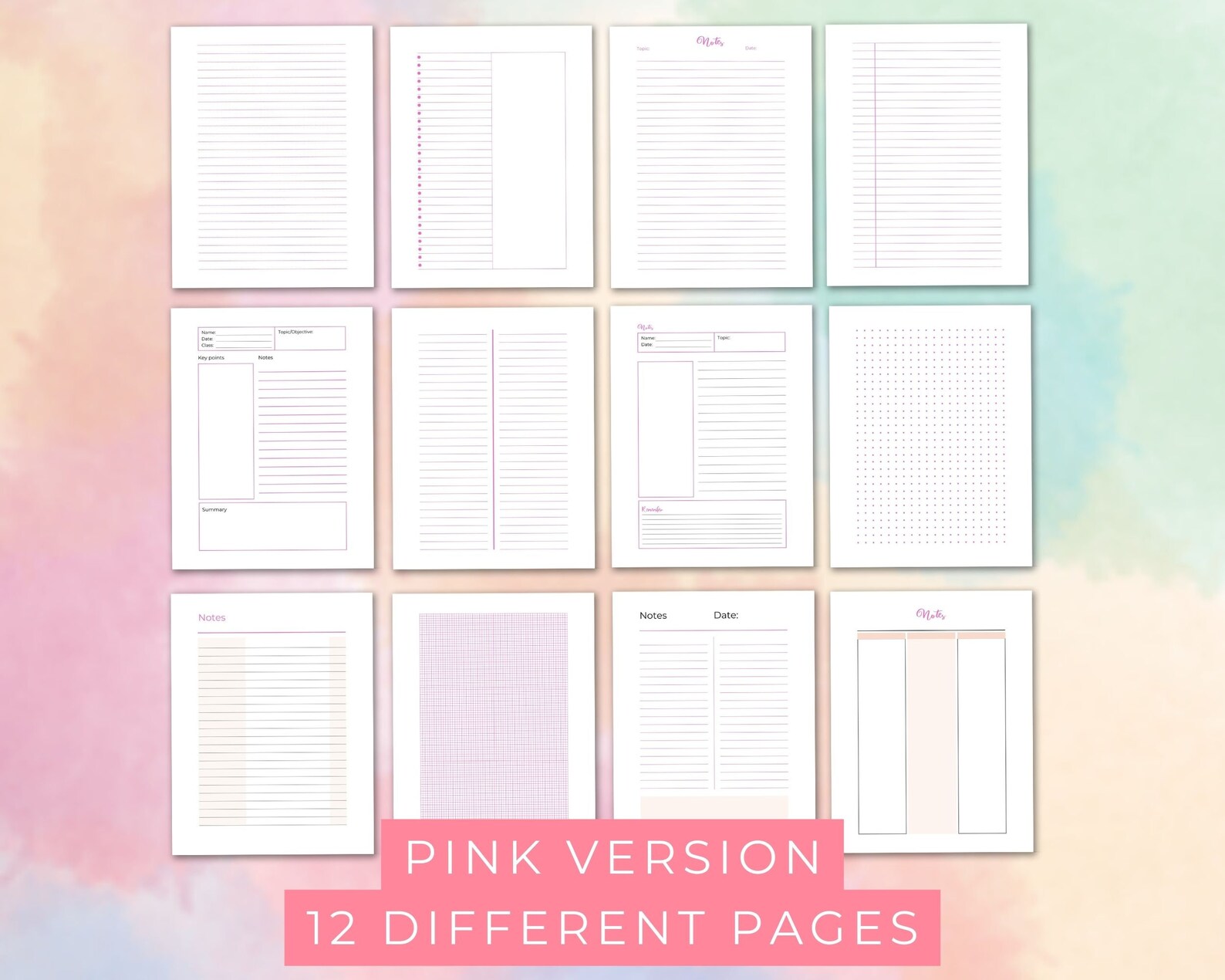 Note Taking Templates Printable | Printable Notepad | College Note ...
