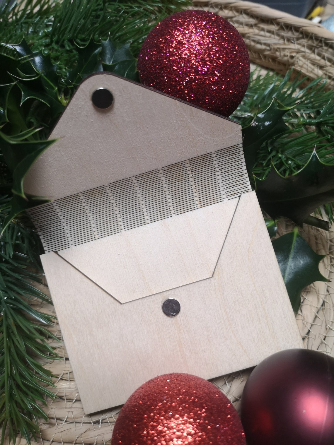 Geldgeschenk Holz Briefumschlag Mit Danke Karte - Personalisierbar - Mehrfach Verwendbar