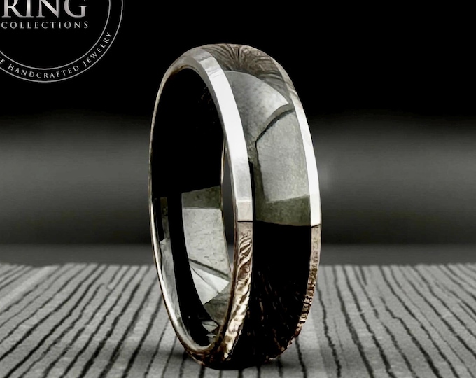 6MM Black Tungsten Wedding Band Ring for Men Women, Polished Finish and Gray Silver Beveled Edges, Available in 6mm 8mm, Sizes 5 to 15.