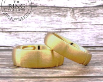 Gold Tungsten Ring Band for Men Women, Brushed Gold Wedding Band, Gold Tungsten Carbide Band, Anniversary Gift, 4mm 6mm 8mm
