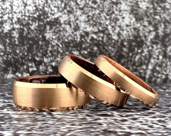 Rose Gold Tungsten Rosewood Band for Him or Her, Rose Gold Tungsten Ring Wedding Band for Men or Women, Tungsten Wood Ring, Christmas Gift