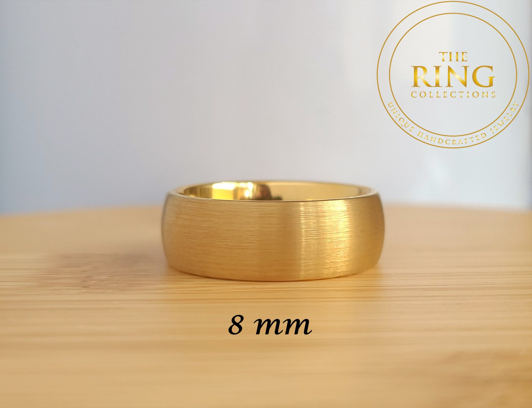 4MM 6MM 8MM Gold Tungsten Wedding Band Ring for Men Women Brushed Gold Tungsten Ring Domed Gold Tungsten Band Engagement Anniversary Gift