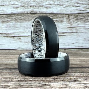 Schwarzer Ring für Männer Frauen, Hirschgeweih Ring, Wolfram Wolfram Ehering, Hirschgeweih Ring, Jahrestag Ring, Vatertagsgeschenk
