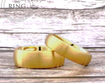 Gold Tungsten Ring Band for Men Women, Brushed Gold Wedding Band, Gold Tungsten Carbide Band, Anniversary Gift, 4mm 6mm 8mm