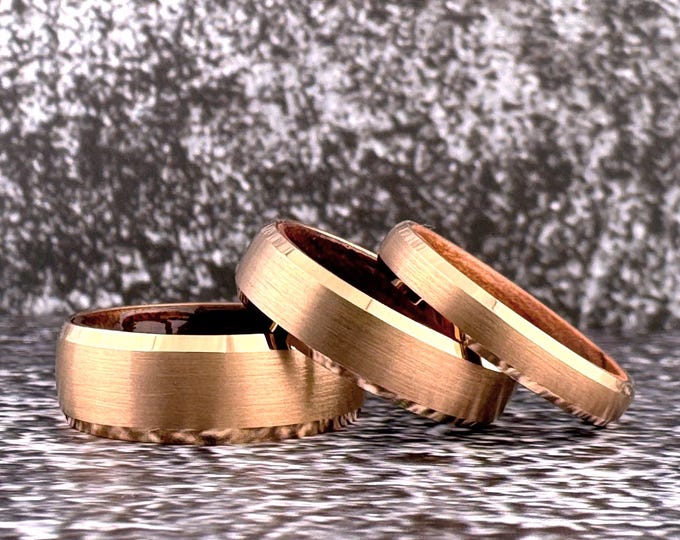 Rose Gold Tungsten Rosewood Band for Him or Her, Rose Gold Tungsten Ring Wedding Band for Men or Women, Tungsten Wood Ring, Christmas Gift