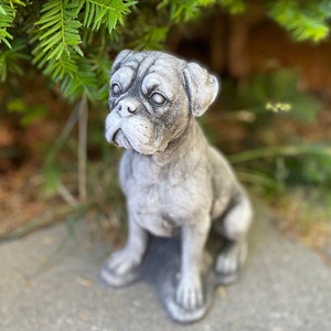 Concrete Boxer Dog Statue: Garden Pet Sculpture, Dog Lover Gift