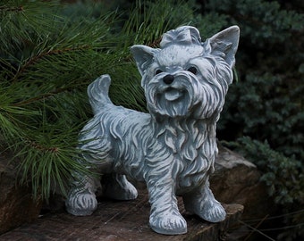 Standing York Terrier Statue, Yorkie Dog Ornament, York Memorial Sculpture, Personalized Dog Figure, Yorkshire Terrier Figurine, Stone Dog