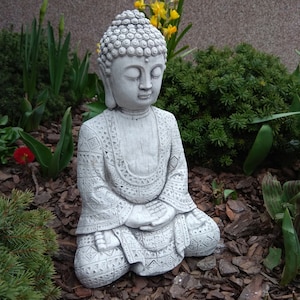 Meditating Buddha Statue, Buddha Art Garden Decor, Stone Monument, Outdoor Ornament, Buddha Krishna Mantra, Monk Sculpture, Landscape Decor