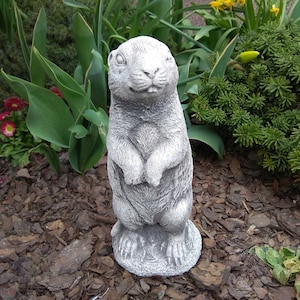 Concrete Marmot Statue: Rodent Garden Decor, Yard Art
