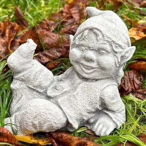 Raised Leg Gnome Figurine, Lifting Leg Dwarf Sculpture, Playful Troll Decor, Gothic Protection, Funny Elf Sculpture, Fairy Garden, Yard Art