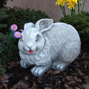 Smiling Rabbit Statue, Concrete Outdoor Rabbit Figurine, Stone Hare Figure, Custom Decor, Garden Rabbit Statuary, Animal Statue, Yard Art