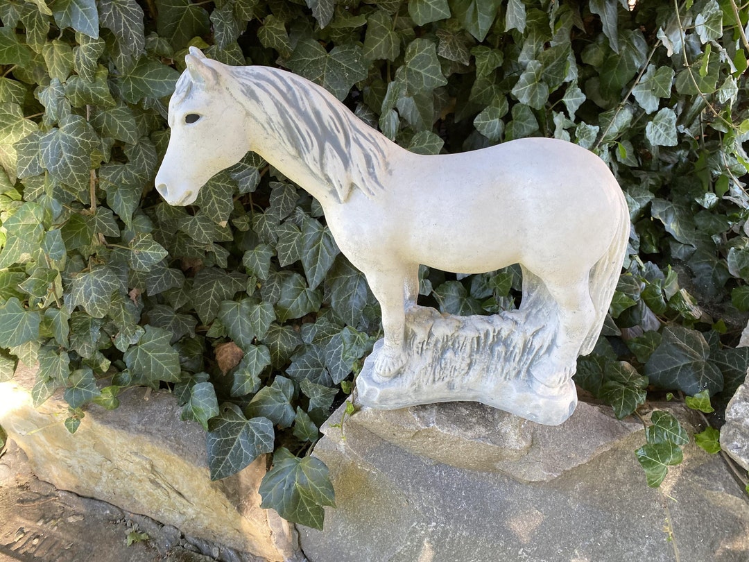 Concrete Horse Statue Stone Pony Animal Figurine Horse Etsy
