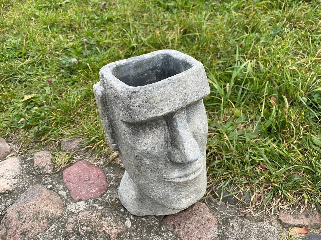 Moai Head Solid Stone Statue, Easter Island Face, Squidward's House