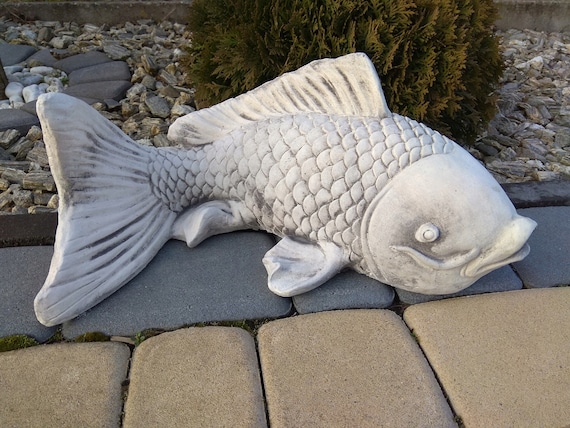 Goldfish Stone Statue Lifelike Koi Fish Figurine Carp -  Polska