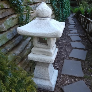 Gorgeous Stone Lantern, Asian Temple, Buddhist Ornament, Concrete Altar, Japanese Garden Pagoda, Outdoor Ornament, Hand Cast, Chinese Art