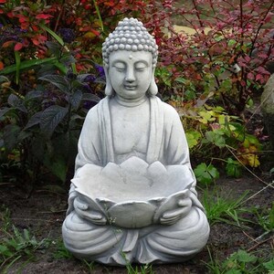Buddha With Lotus Solid Stone Statue, Concrete Buddha Meditating Statue ...
