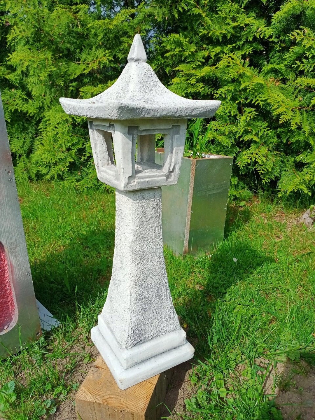 Tall Lantern for the Garden, Japanese Pagoda, Backyard Stone Sculpture
