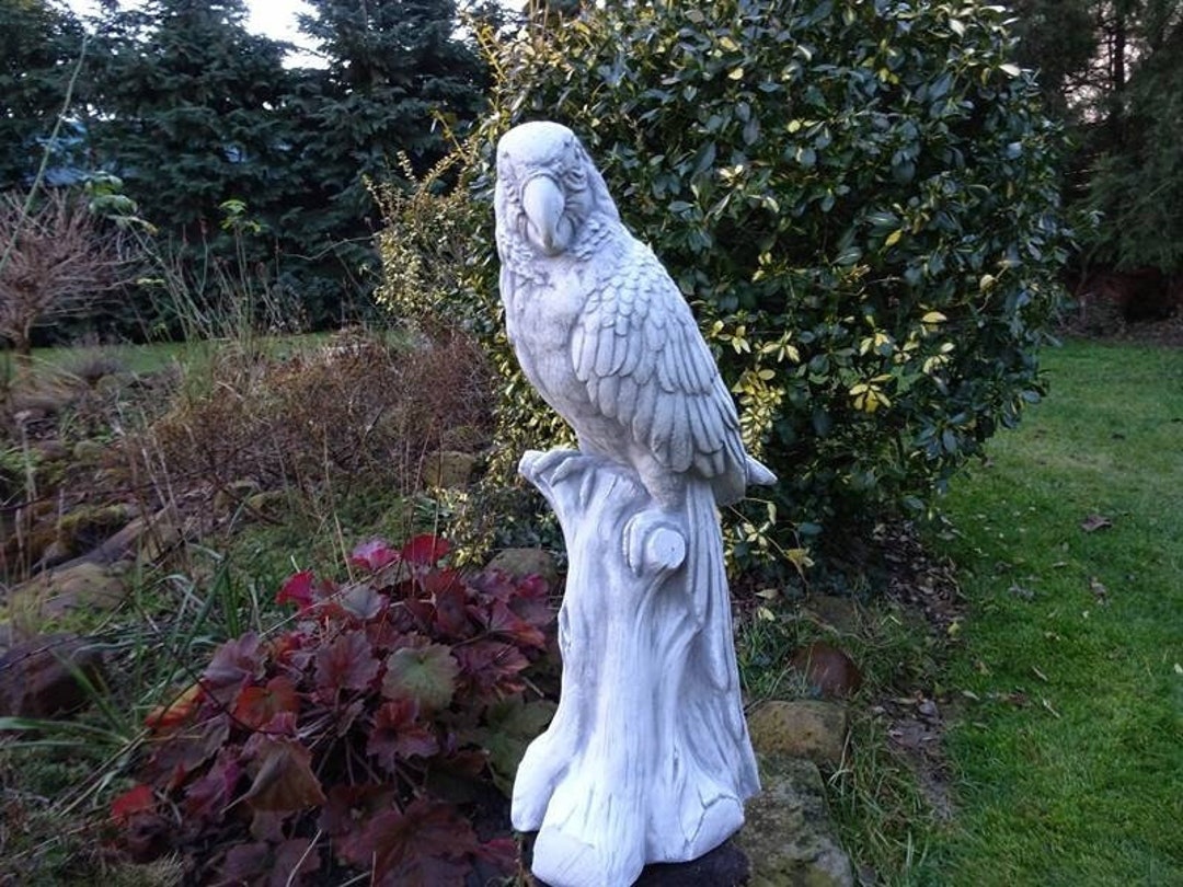 Large Parrot Statue, Concrete Bird Figurine, Stone Ara Genus, Outdoor