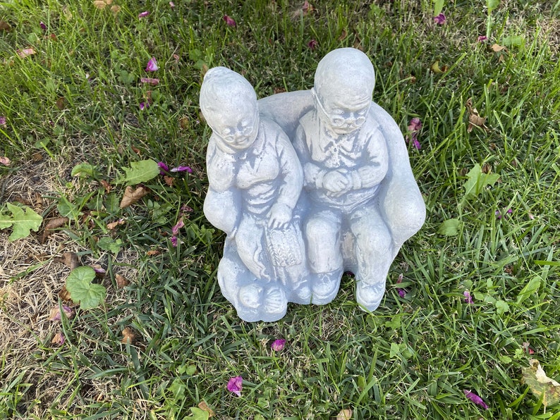 Small Grandma and Grandpa Stone Ornament Grandparents Statue Etsy