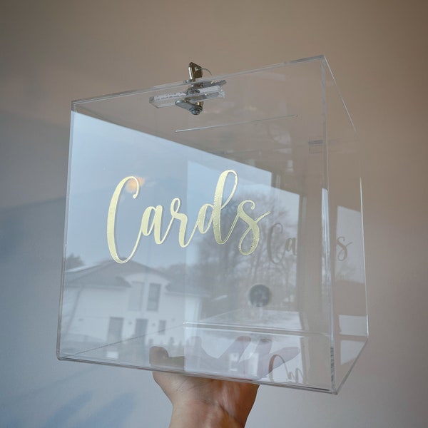 HOCHZEITSPOST | Losbox  | 255x255x255mm GESCHENKBOX mit SCHLOSS | Acrylbox für Geldgeschenke und Karten zur Hochzeit, personalisiert