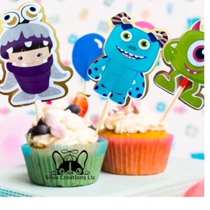 Monster Inc Theme cupcake topper / Boo Monster Inc Cupcake Pick / Set of 10