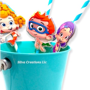 Bubble Guppies Birthday Decorations, Bubble Guppies Straws, Bubble Guppies Party Favors, Set of 10
